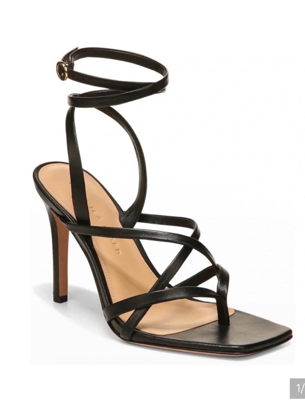 Veronica Beard Black Strappy Ankle-Tie High Heel Sandal